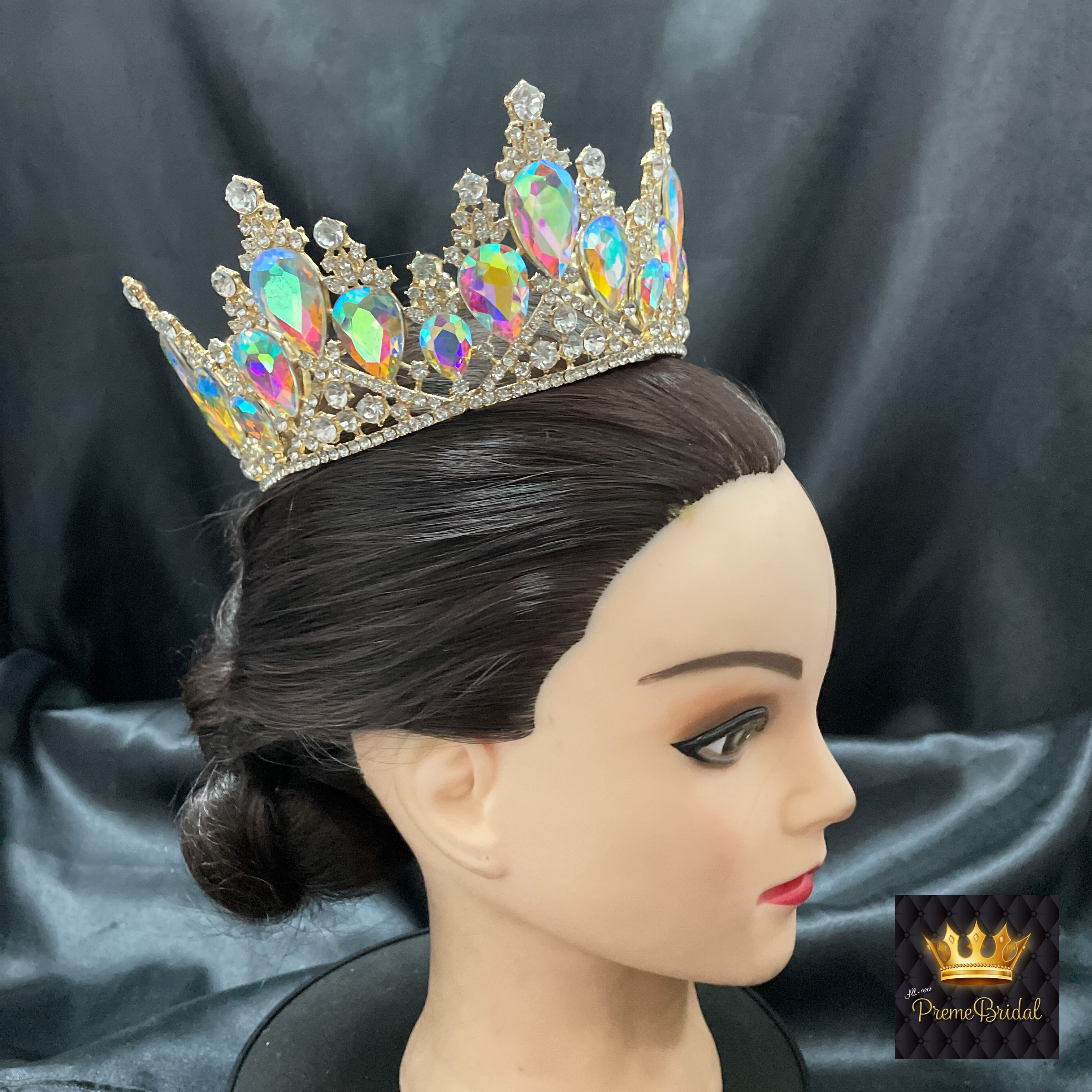 (พร้อมส่ง) มงกุฏ 049 สีรุ้ง-ทอง มงกุฎนางงาม มงกุฎประกวด งานดี เกรดพรีเมี่ยม จัดส่งจากไทย ไม่ต้องรอนาน