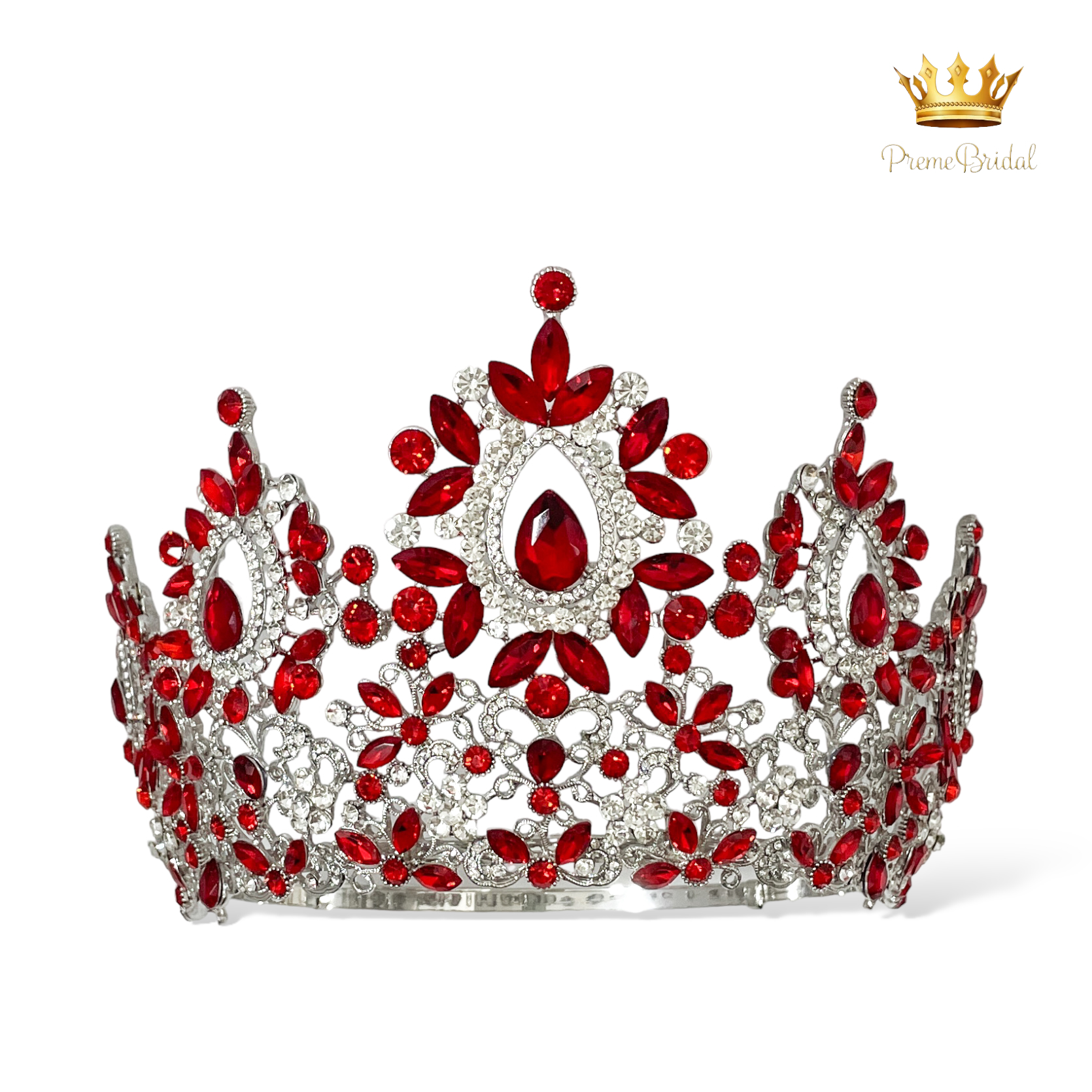 (พร้อมส่งจากไทย) มงกุฏ 122 สีแดง งานสวย งานนางงาม รุ่นฐานกลม ปรับขนาดได้ ส่งด่วน ส่งจาก จ.อุบลราชธานี