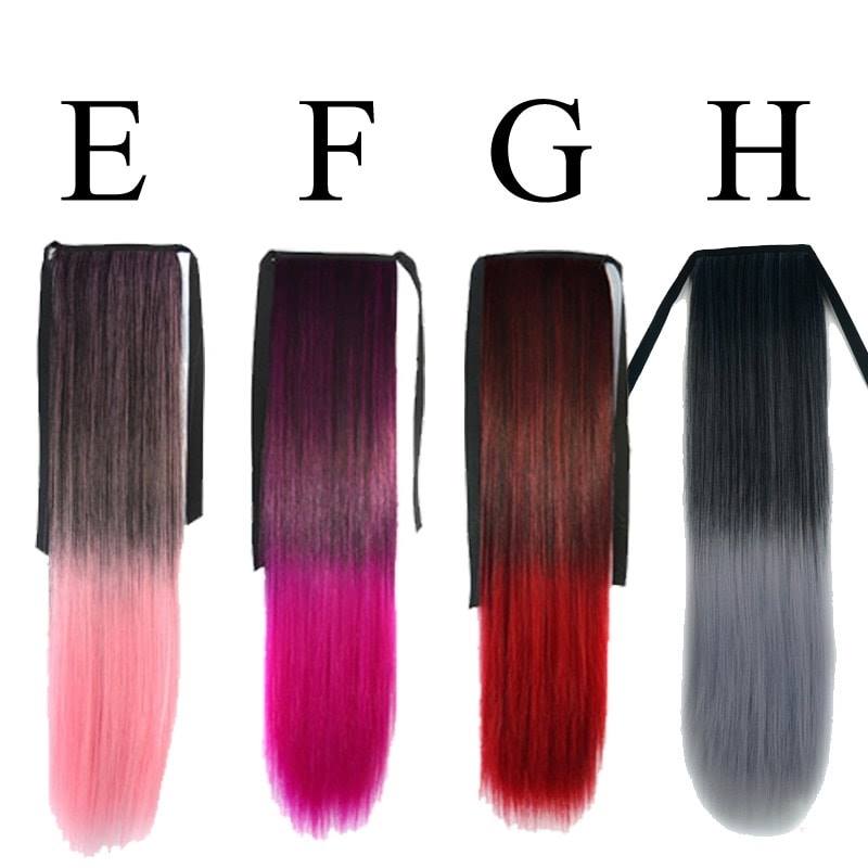 NEW137 แฮร์พีช หางม้าแบบผูก ผมตรง ไล่เฉดสีสุดพลัง สีสันสุดแสบ