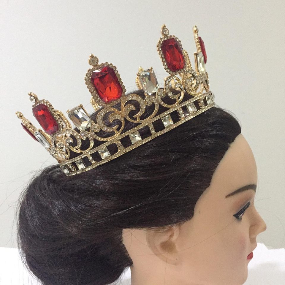 (พร้อมส่ง) มงกุฏผู้ชาย 040 สีแดง มงกุฎผู้ชาย มงกุฎเจ้าชาย งานสวย ปราณีต QCเพชรทุกเม็ด