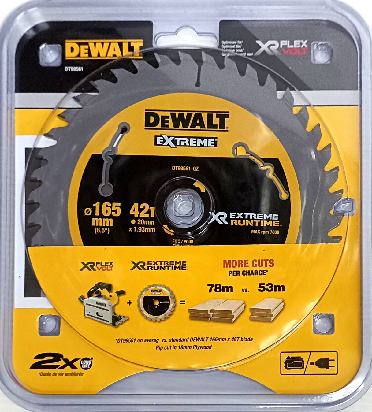 ใบเลื่อย6"x42T (ไม้) สำหรับเลื่อยราง DT99561-QZ DEWALT