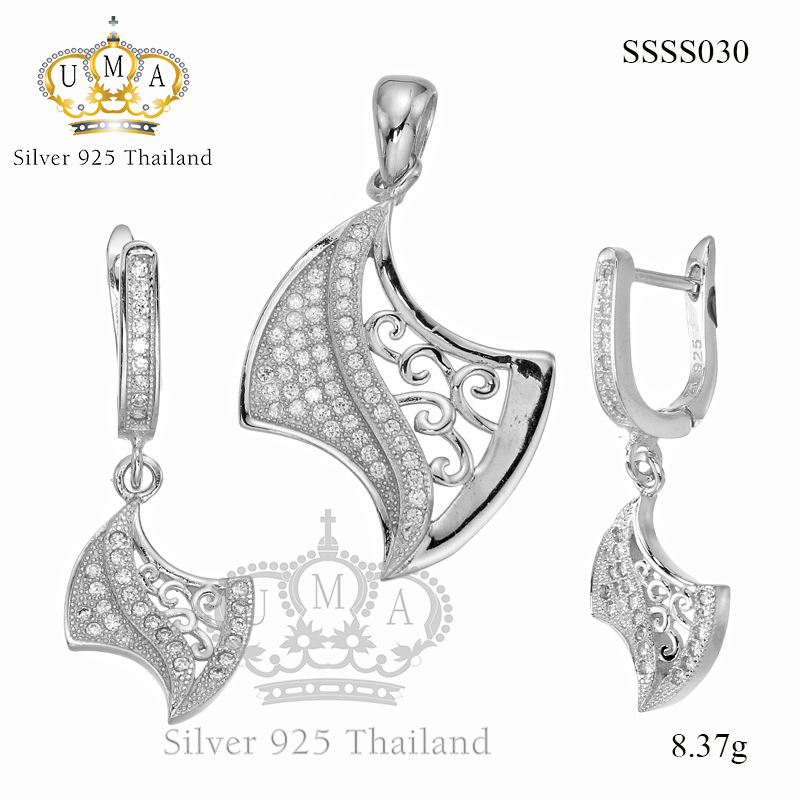 ต่างหูพร้อมจี้ ( เงิน ) = Earring with Pendant ( Silver )