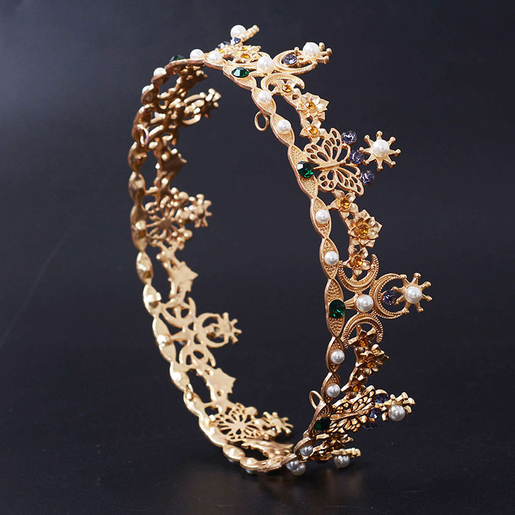 (พร้อมส่ง) มงกุฎ 030 สีทอง งานสวย ปราณีต QCเพชรทุกเม็ด