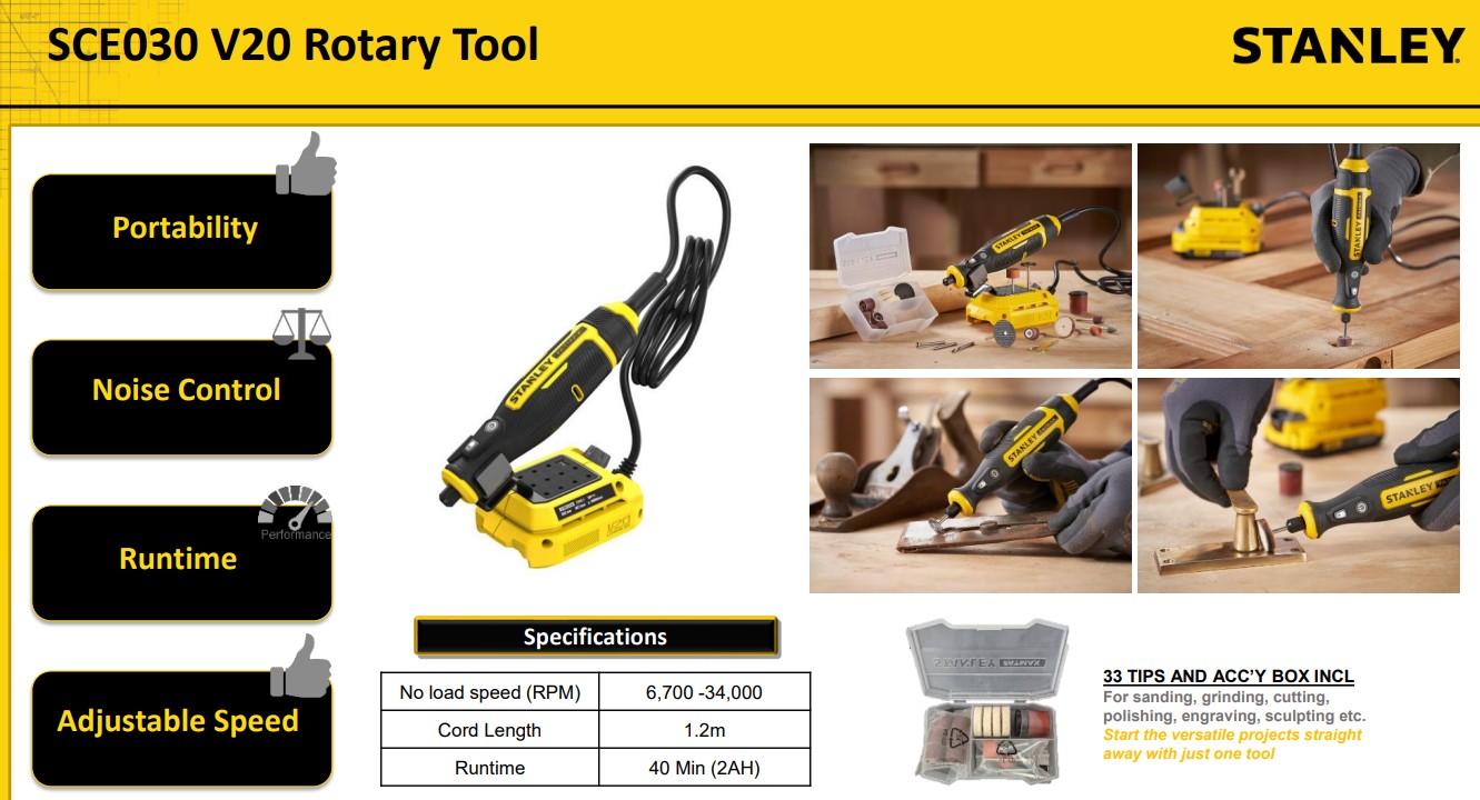 เครื่องเจียร์คอตรง20V SCE030 STANLEY