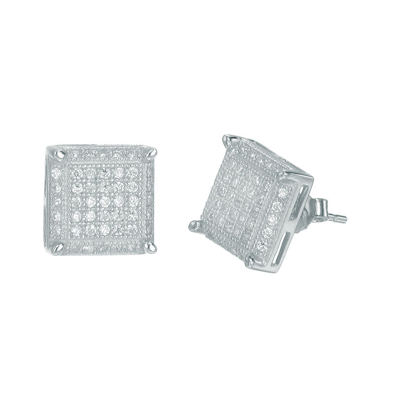 ต่างหูเงินแท้925ประดับเพรชแท้สวิส