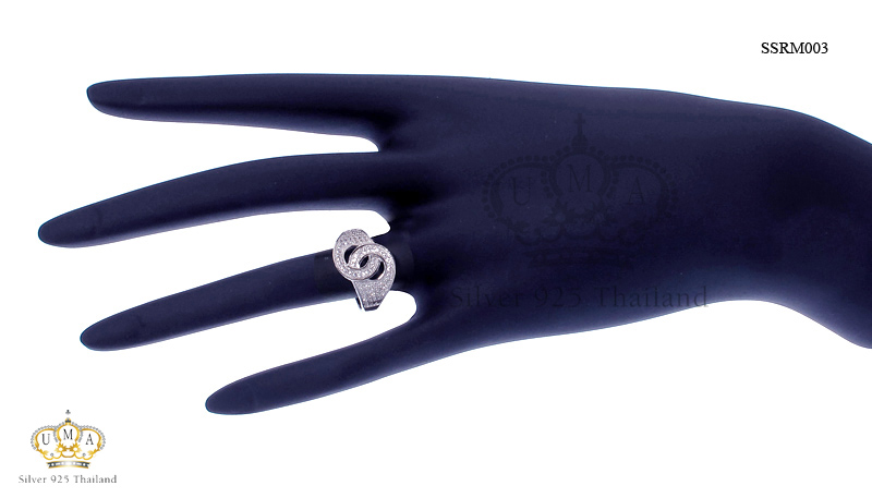 แหวนเงินแท้925เพรชประดับเพรชแท้สวิส เกรดดี น้ำใส