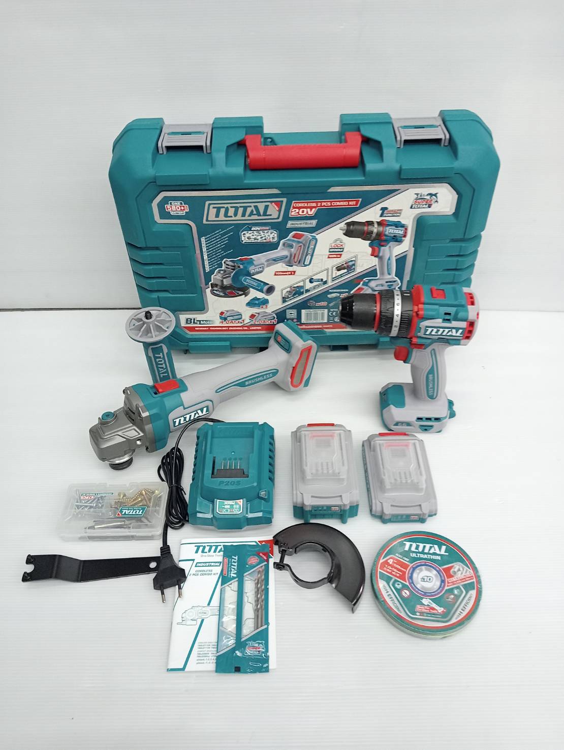 TOTAL Combo Set 46 สว่านกระแทก ไร้สาย 66N + เครื่องเจียร์ ไร้สาย 20V BL motor TCKLI2027310