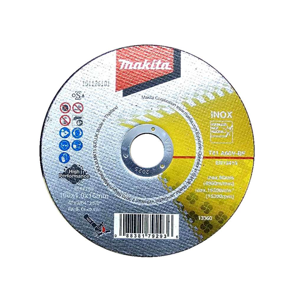 ใบตัดสแตนเลส MAKITA 4″ 100×1.0x16mm A60V E-17108
