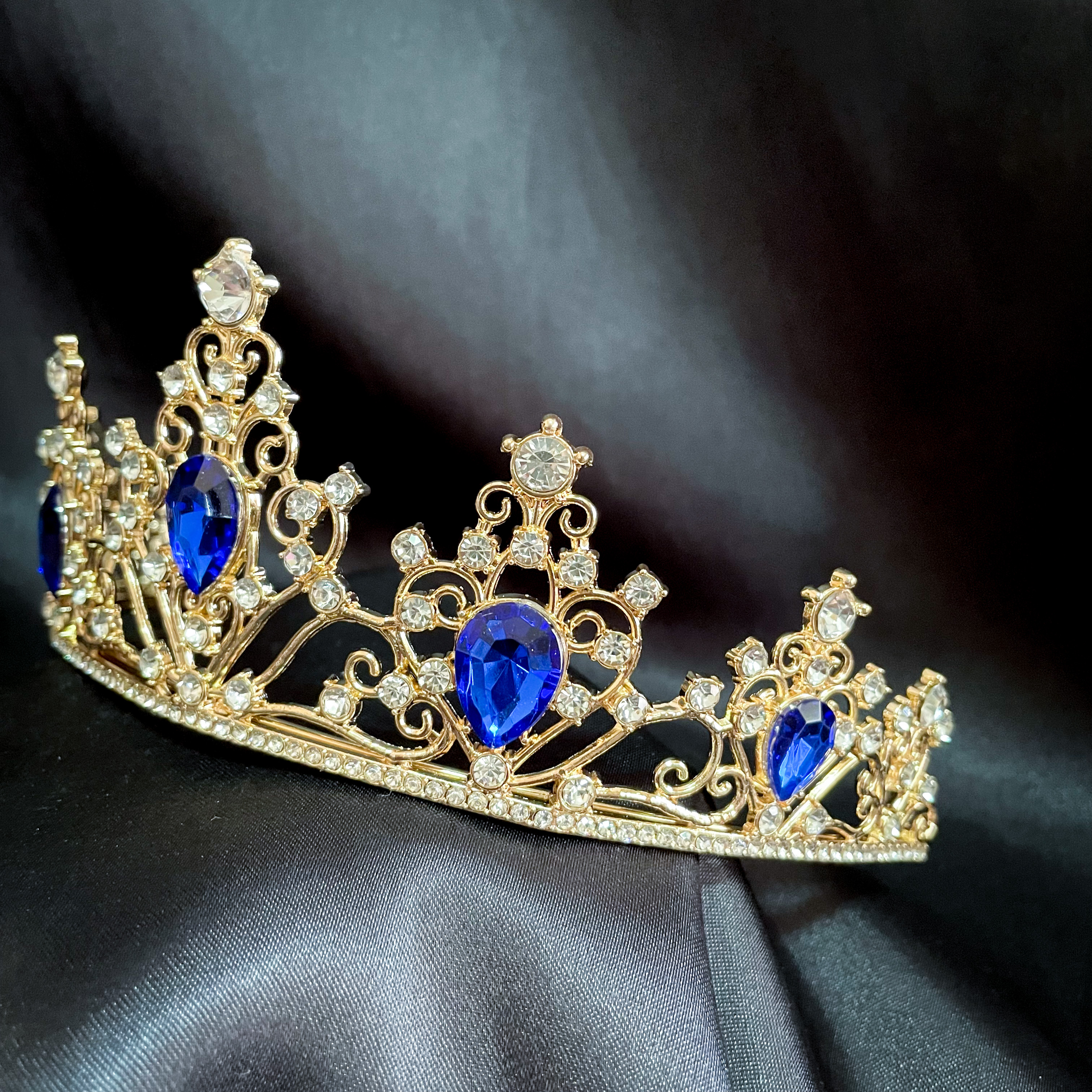 (พร้อมส่ง) เทียร่า 319 สีน้ำเงิน มงกุฎนางงาม มงกุฎเจ้าหญิง งานสวย ปราณีต QCเพชรทุกเม็ด สินค้าพร้อมส่งจากไทย