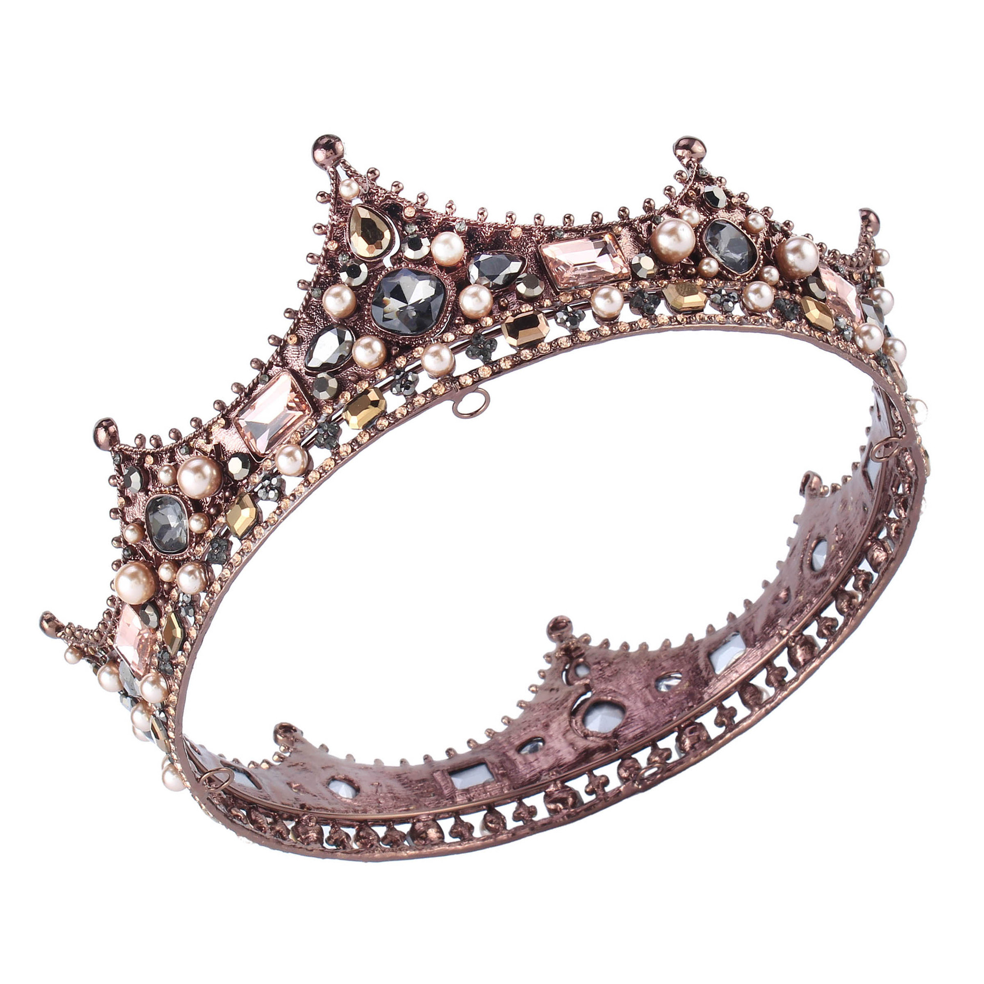 (พร้อมส่ง) มงกุฏผู้ชาย 035 สีน้ำตาลวินเทจ มงกุฎผู้ชาย มงกุฎเจ้าชาย งานสวย ปราณีต QCเพชรทุกเม็ด