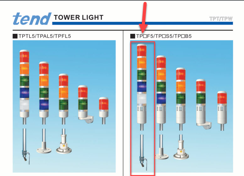 1x ไฟ LED เทาเวอร์ ยี่ห้อ tend รุ่น TPTS5-7 แรงดัน 24 V AC/DC
