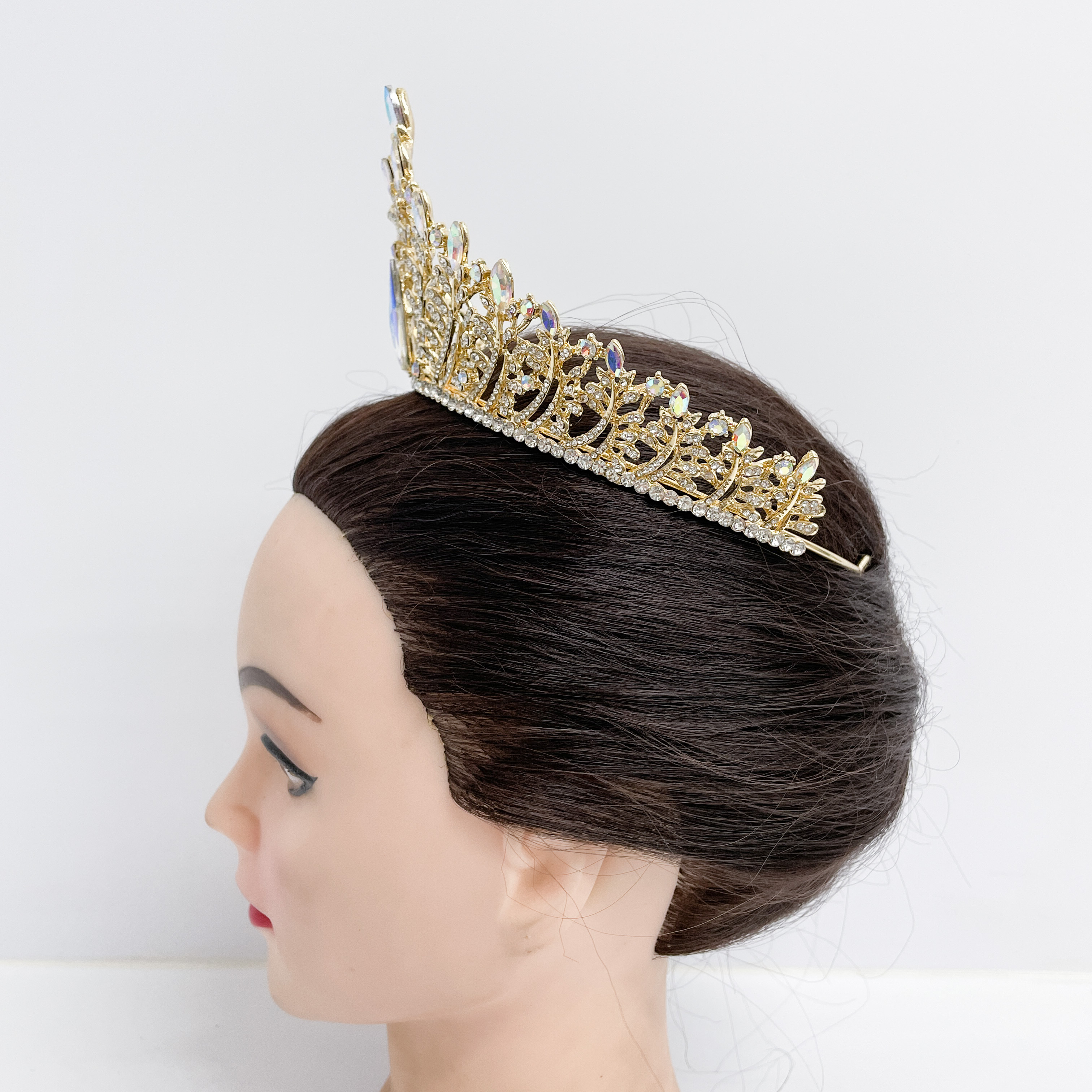 (พร้อมส่ง) เทียร่า 301 สีทองเพชรรุ้ง มงกุฎนางงาม งานสวย ปราณีต QCเพชรทุกเม็ด สินค้าพร้อมส่งจากไทย