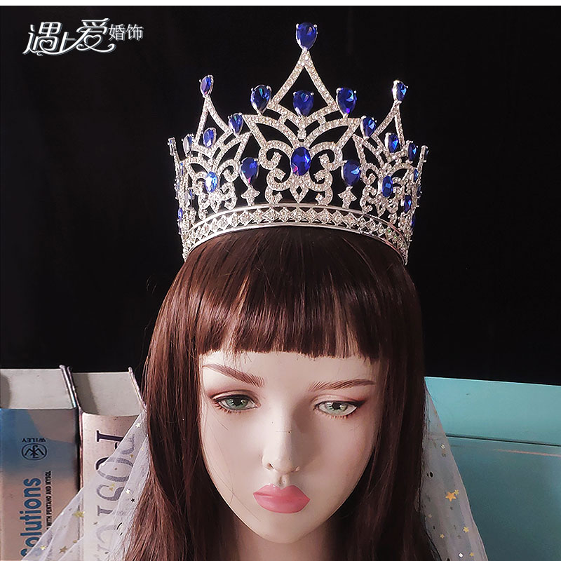 (พร้อมส่ง) มงกุฏ 090 สีน้ำเงิน มงกุฎนางงาม มงกุฎเพชร มงกุฎประกวด สินค้าพร้อมส่ง ไม่ต้องรอนาน งานพรีเมี่ยม