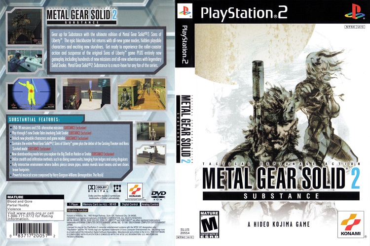 METAL GEAR SOLID 2 SUBSTANCE [US : DVD9 1 Disc]
