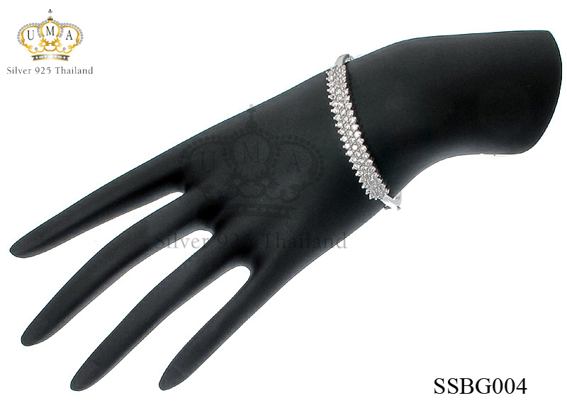 กำไลเงินแท้925ประดับเพรชแท้สวิส เกรดดี น้ำใส