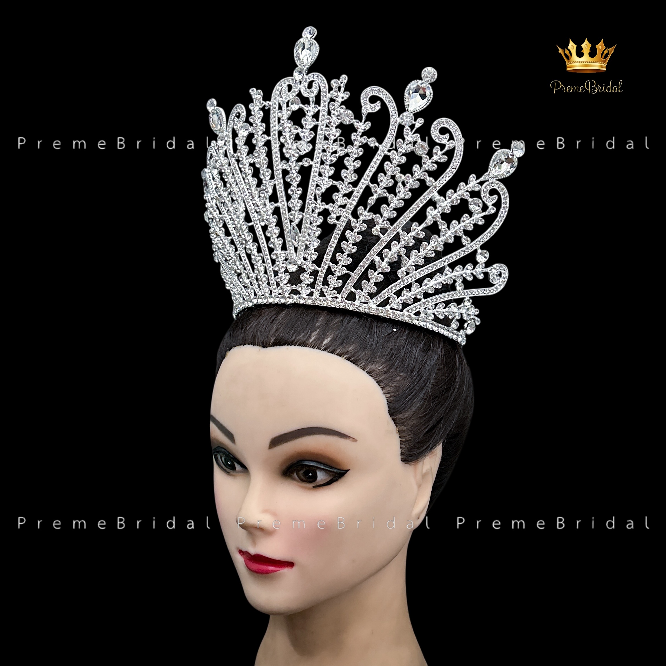 (พร้อมส่ง) เทียร่า 455 มงกุฎครึ่งหัวขนาดใหญ่ ไซส์นางงาม งานสวย ปราณีต QCเพชรทุกเม็ด สินค้าพร้อมส่งจากไทย ไม่ต้องรอจีน