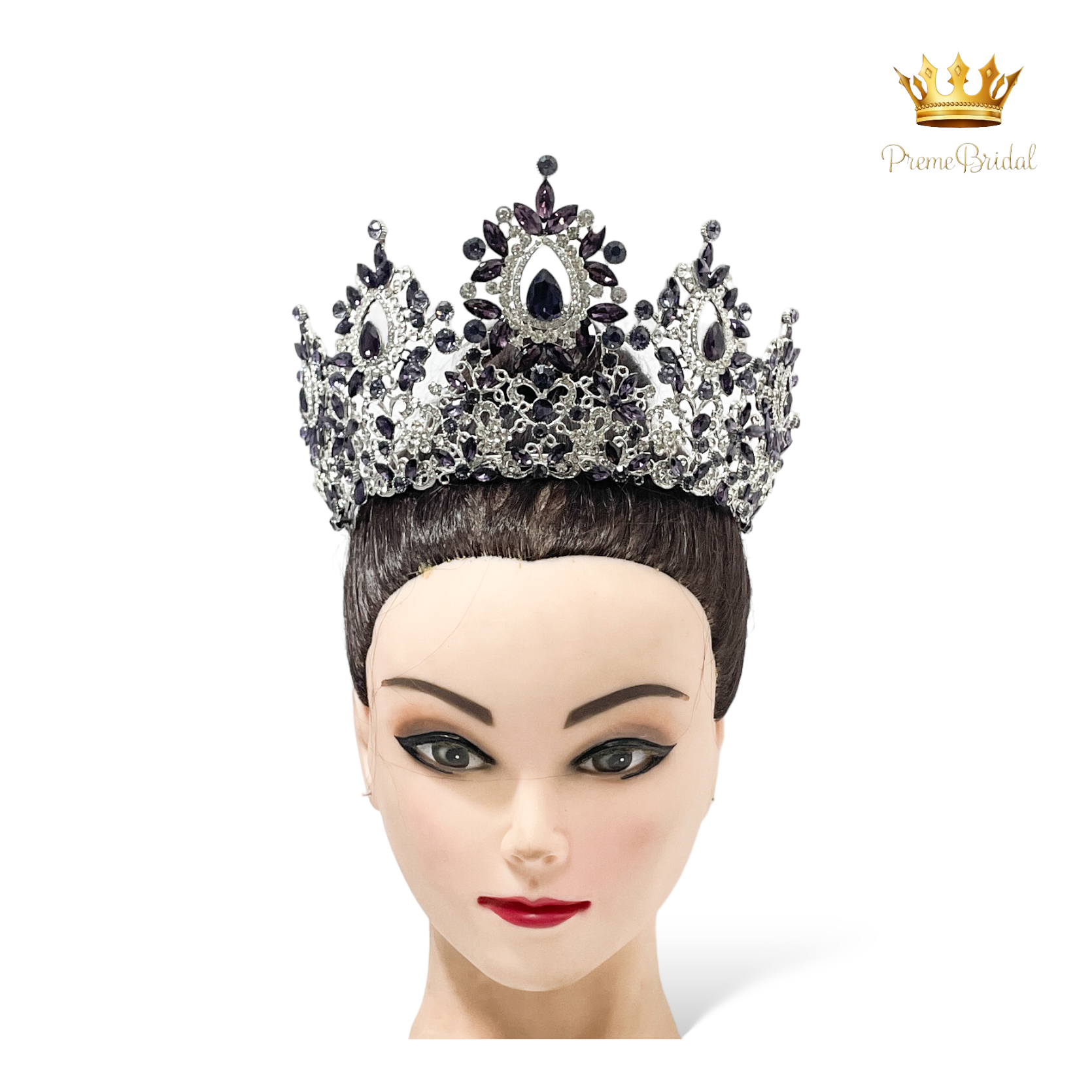 (พร้อมส่งจากไทย) มงกุฏ 122 สีม่วง งานสวย งานนางงาม รุ่นฐานกลม ปรับขนาดได้ ส่งด่วน ส่งจาก จ.อุบลราชธานี