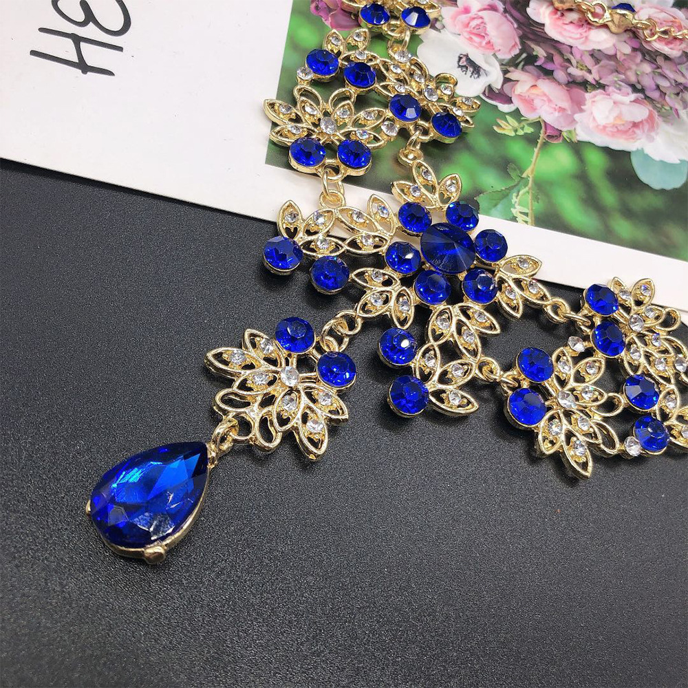 SET001 สีน้ำเงิน เครื่องประดับ 3 ชิ้น มงกุฎ สร้อยคอ ต่างหู จัดเซทสวยงาม สินค้าพร้อมส่งจากไทย