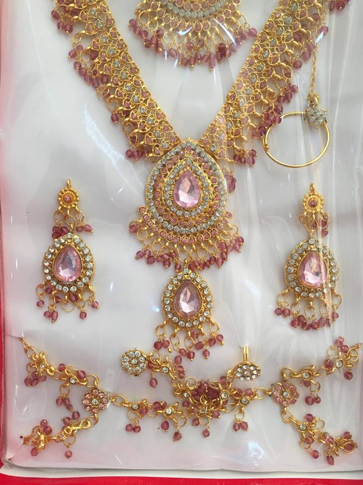 (พร้อมส่ง) เครื่องประดับอินเดีย 012 สีชมพูอ่อน