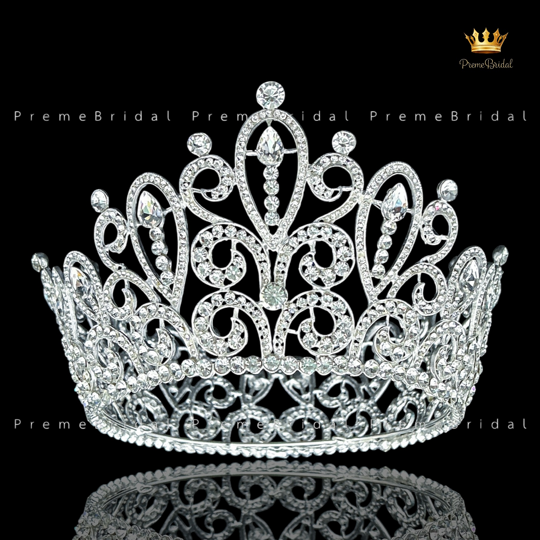 (พร้อมส่ง) มงกุฏ 062 สีเงิน มงกุฎนางงามขนาดใหญ่ งานละเอียด สวยมาก ส่งจาก จ.อุบลราชธานี