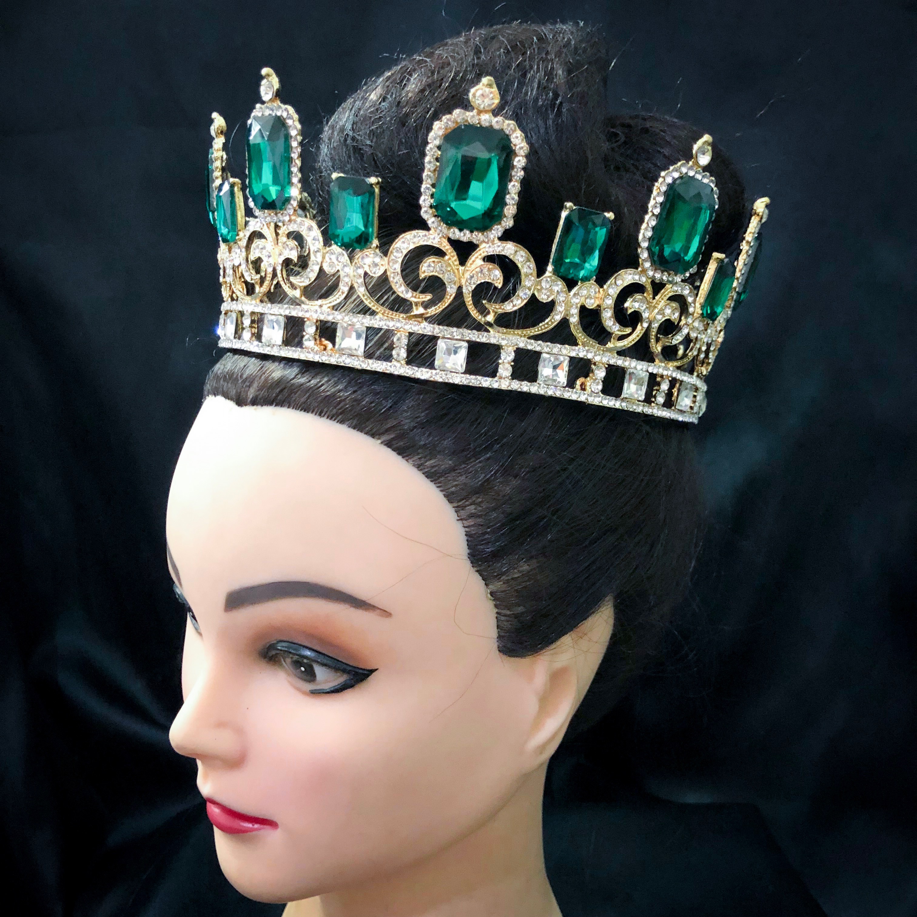 (พร้อมส่ง) มงกุฏผู้ชาย 040 สีเขียว มงกุฎผู้ชาย มงกุฎเจ้าชาย งานสวย ปราณีต QCเพชรทุกเม็ด