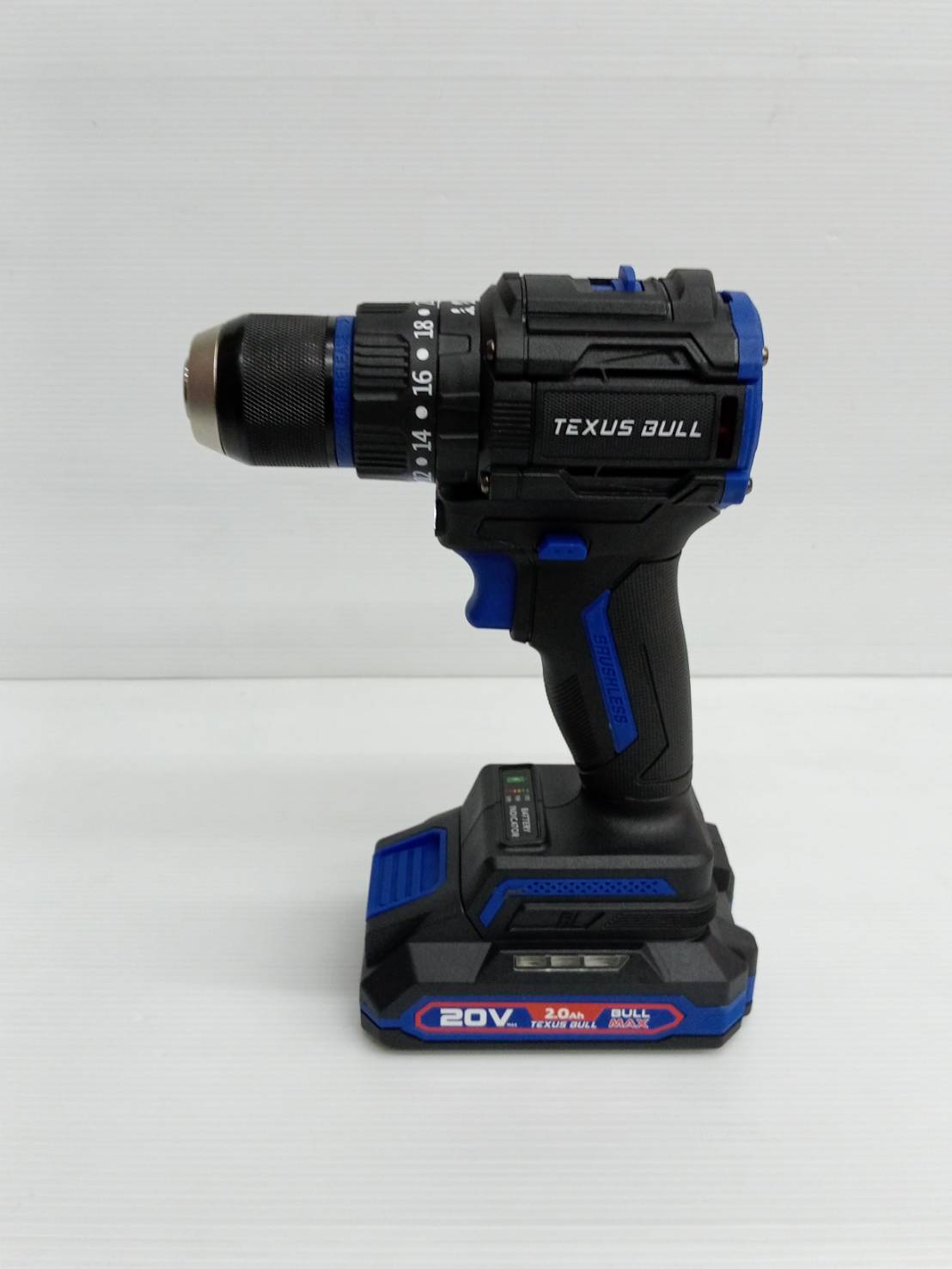 TEXUS BULL สว่านกระแทกไร้สาย คอสั้น 55Nm 20V แบตเตอรี่ 2.0Ahx1 Impact Drill TX-9632