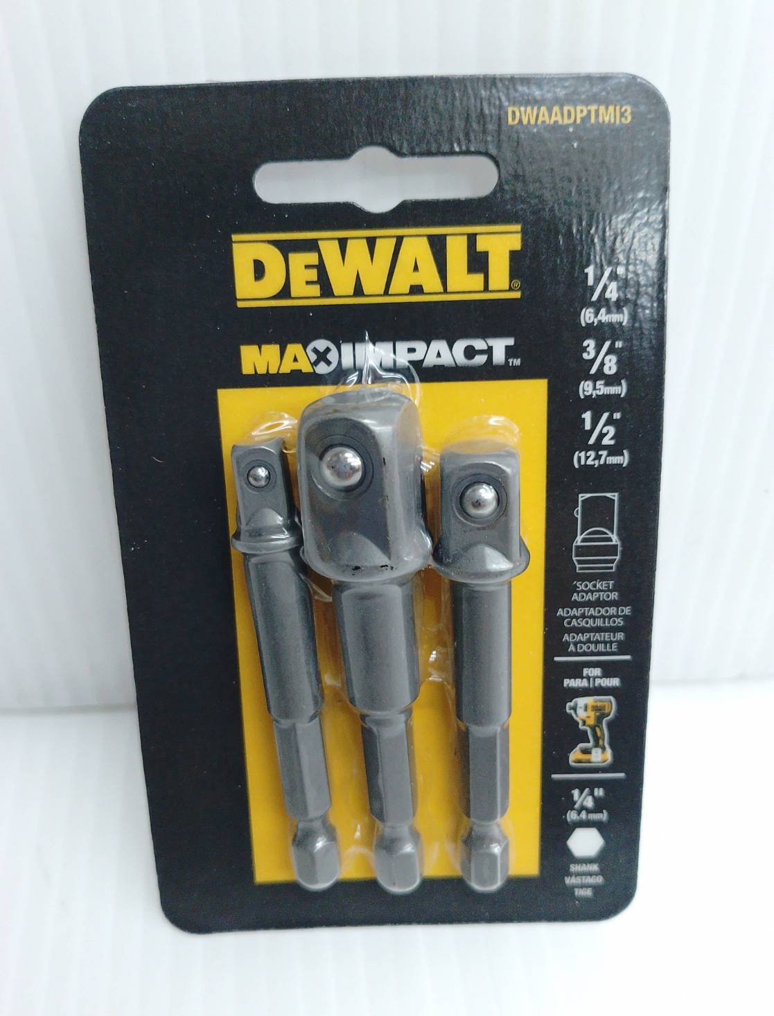 DEWALT DWAADPTMI3 ก้านต่อลูกบ๊อกซ์ 1/4",3/8",1/2"