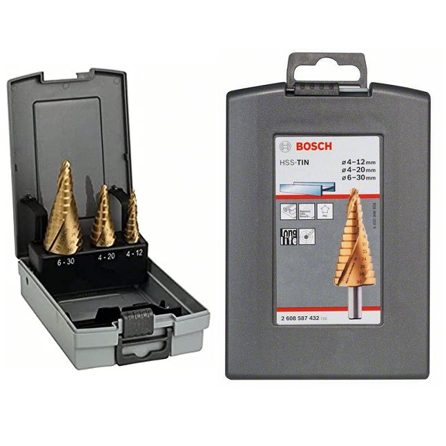 ดอกสเต็ป HSS Titanium 9 (3ชิ้น) 4-12/4-20/6-30 mm. (Gold) BOSCH