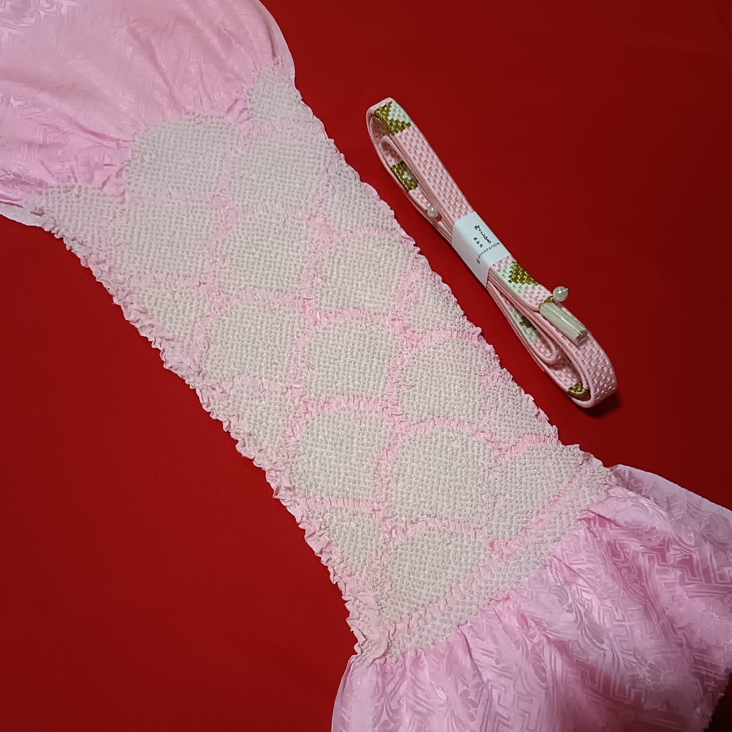 setผ้าชิโบริ+เชื่อกประดับโอบิ ชมพู08