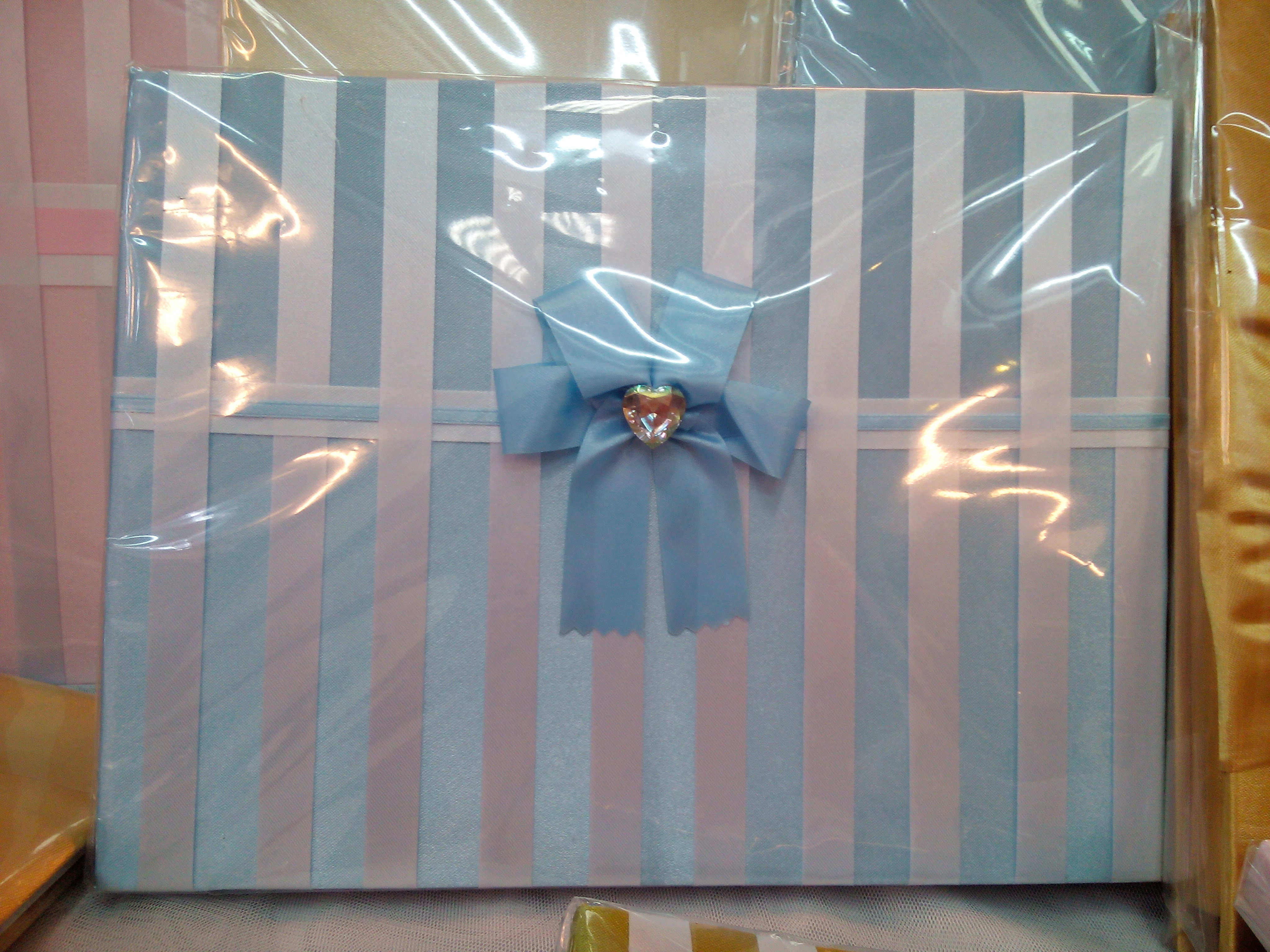 กล่องรับซองผ้าไหม ลายขาว-ฟ้า