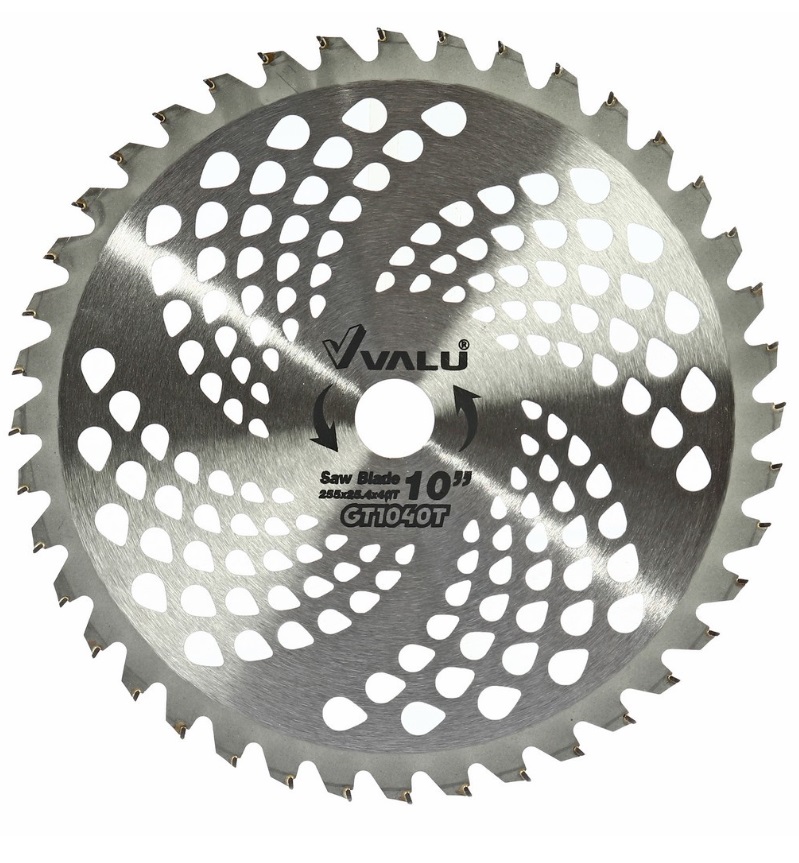 VALU ใบเลื่อยตัดหญ้า ขนาด 255 มม. (10 นิ้ว) เส้นผ่านศูนย์กลางรู 25.4 มม. 40 ฟัน เล็บธรรมดา (แวลู)