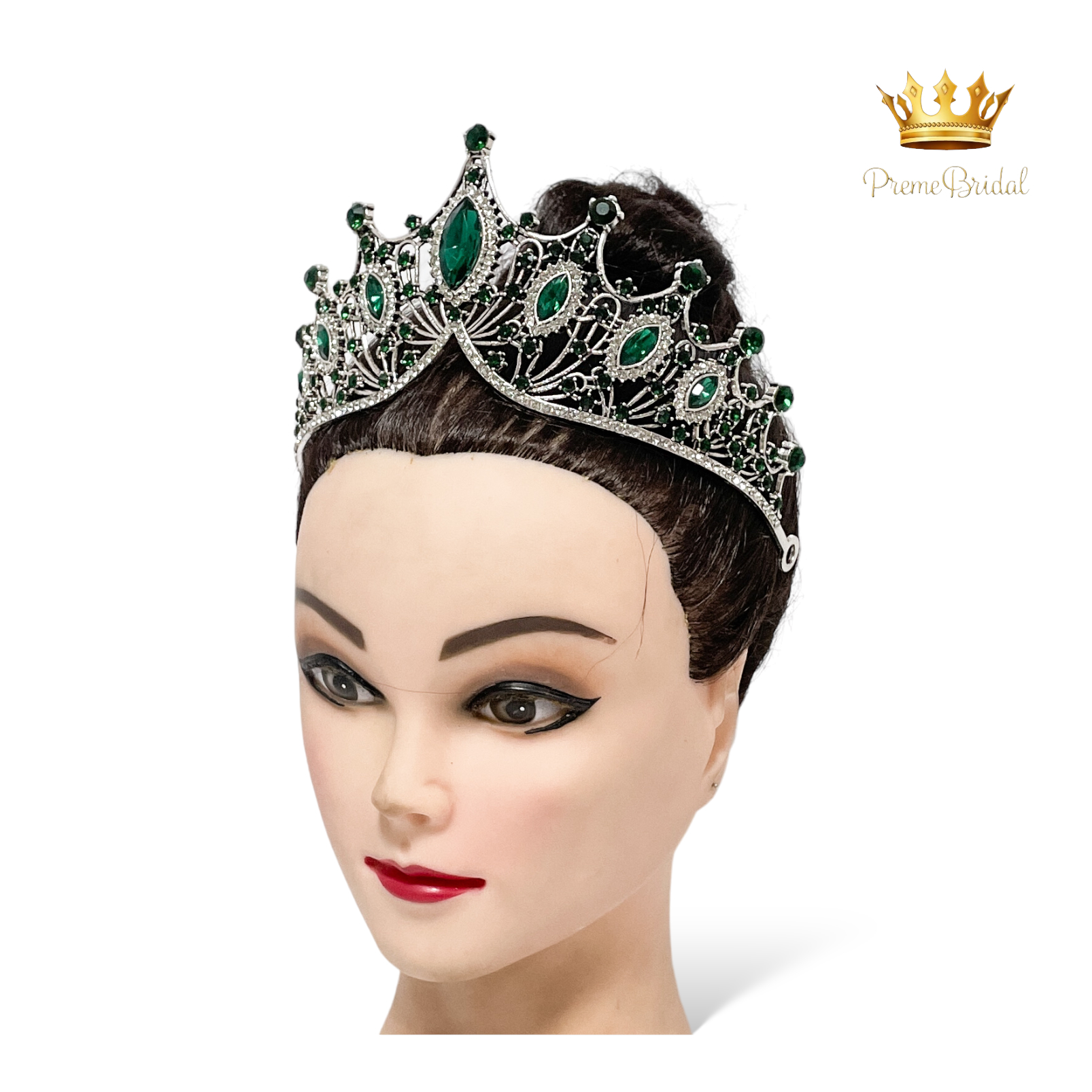 (พร้อมส่ง) เทียร่า 303 สีเขียวรมดำ มงกุฎนางงาม งานสวย ปราณีต QCเพชรทุกเม็ด สินค้าพร้อมส่งจากไทย