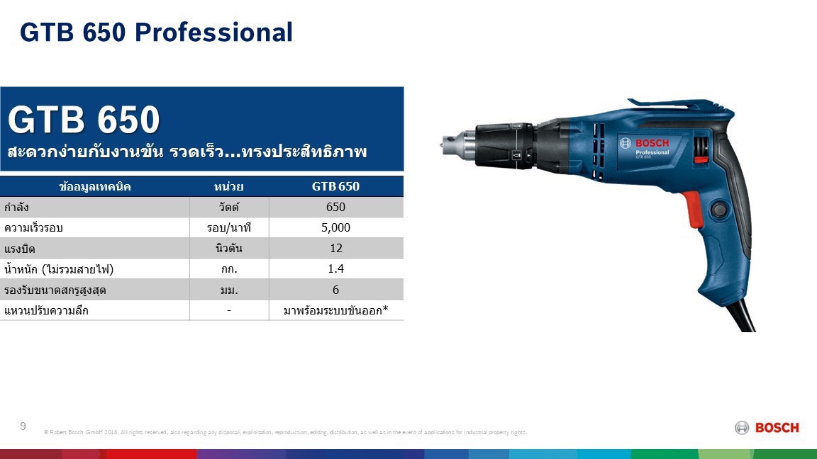 ไขควงสำหรับผนังยิปซัม GTB650 BOSCH