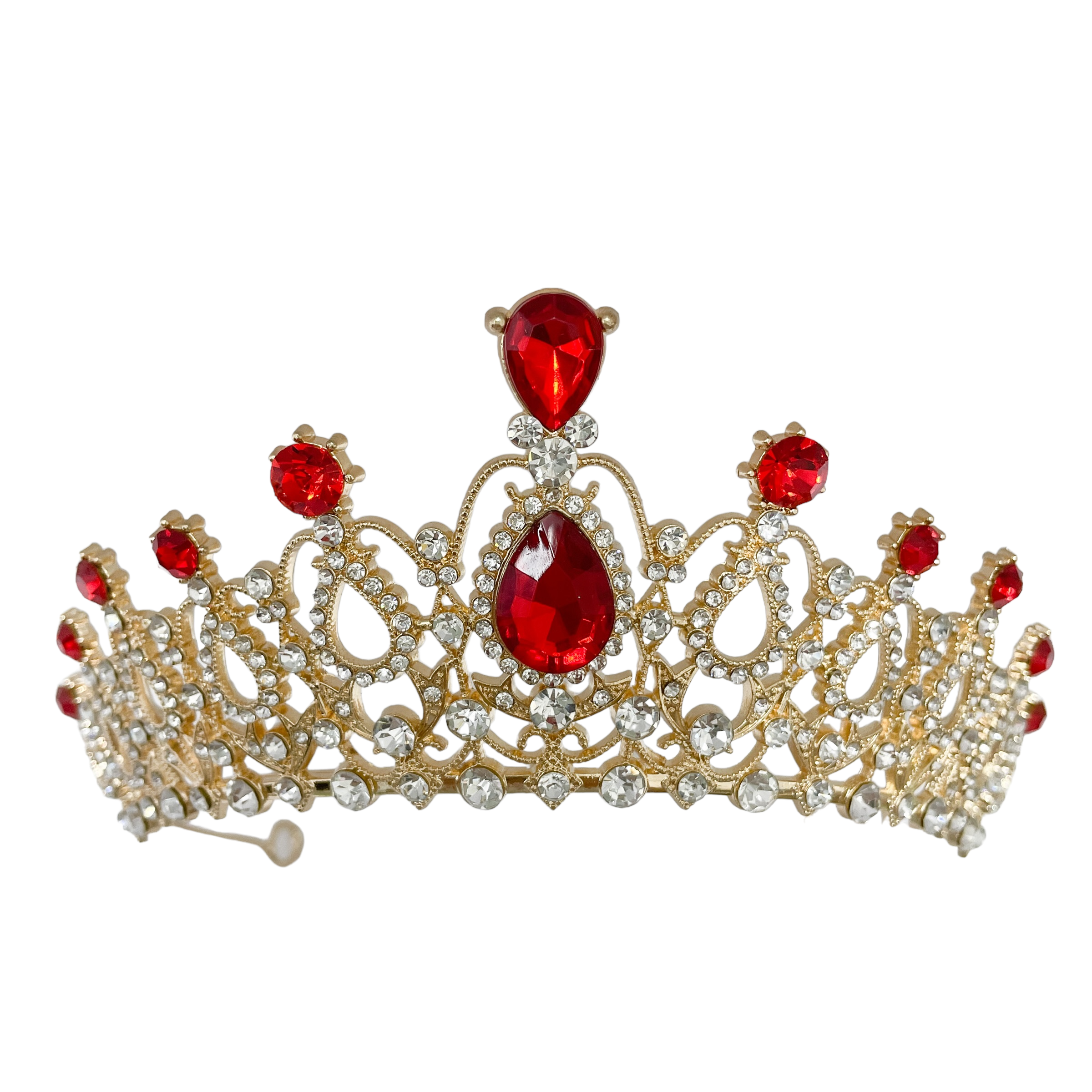 (พร้อมส่ง) เทียร่า 004 สีทอง-แดง มงกุฎนางงาม มงกุฎเจ้าหญิง งานสวย ปราณีต QCเพชรทุกเม็ด สินค้าพร้อมส่งจากไทย