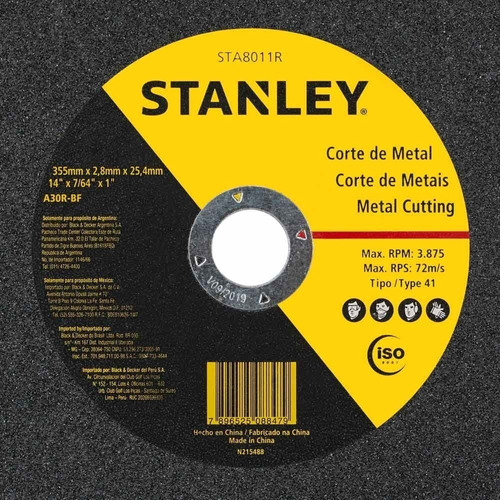 ใบตัดเหล็ก 14" x 7/64" x 1" STANLEY รุ่น STA8011R