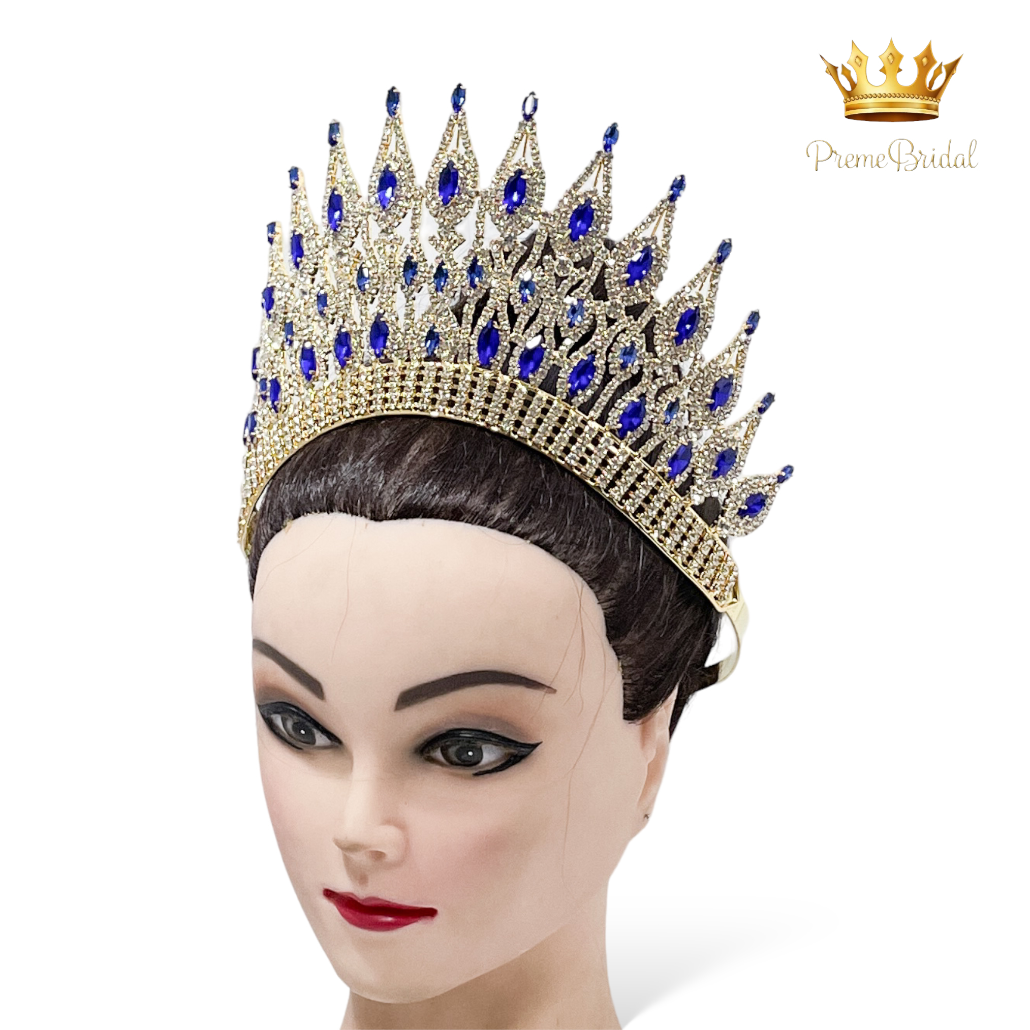 (พร้อมส่งจากไทย) มงกุฏ 119 สีน้ำเงิน งานสวย งานนางงาม รุ่นฐานกลม ปรับขนาดได้ ส่งด่วน ส่งจากไทย