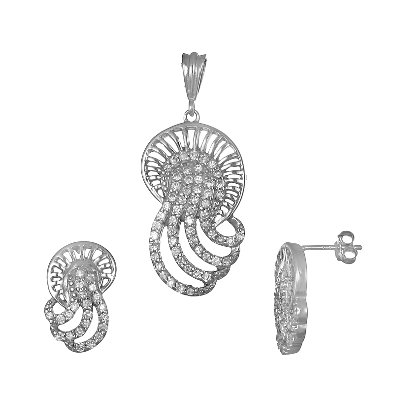 ต่างหูพร้อมจี้ ( เงิน ) = Earring with Pendant ( Silver )