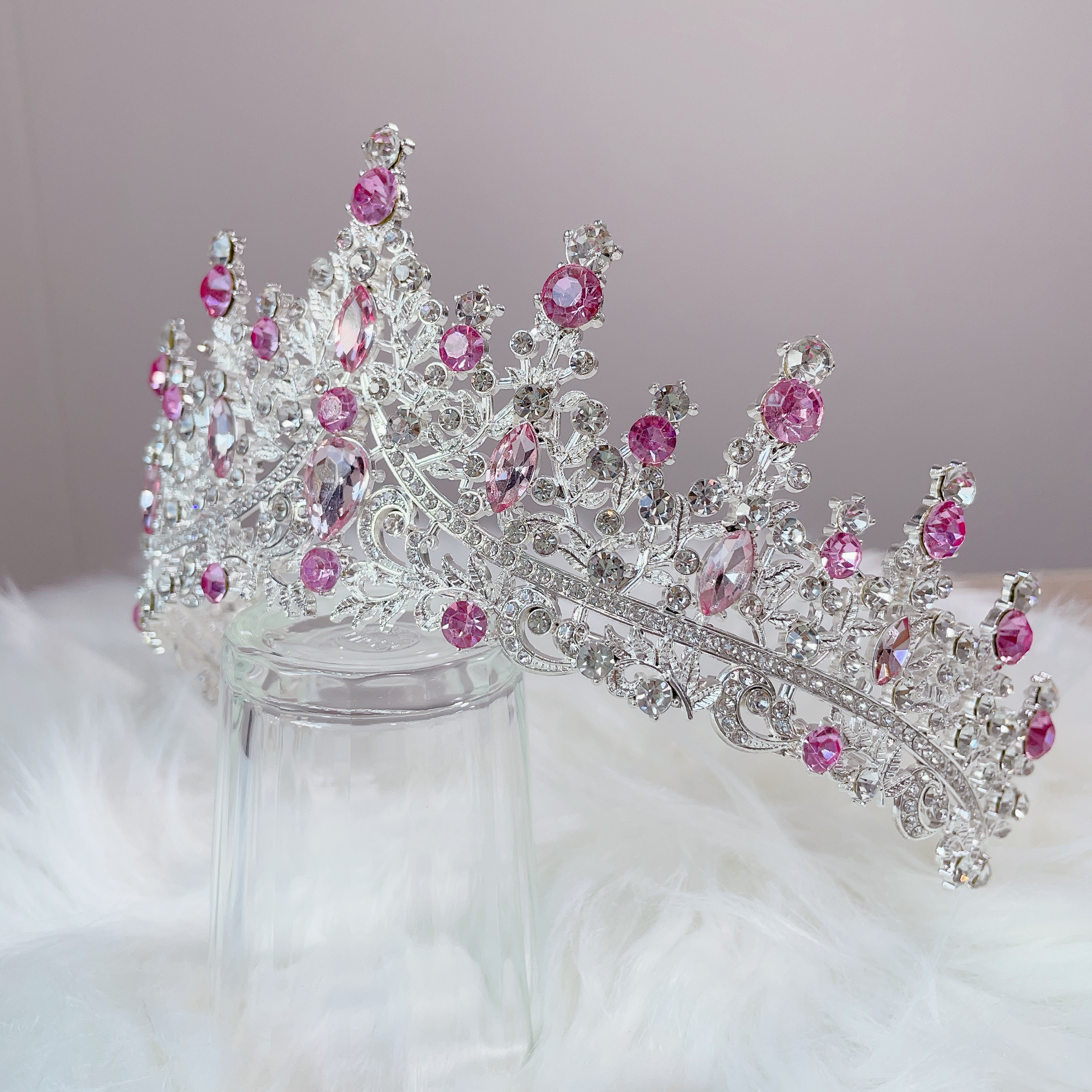 (พร้อมส่ง) เทียร่า 273 สีชมพู-เงิน มงกุฎนางงาม งานสวย ปราณีต QCเพชรทุกเม็ด ร้านคนไทย คุยง่าย ส่งเร็ว