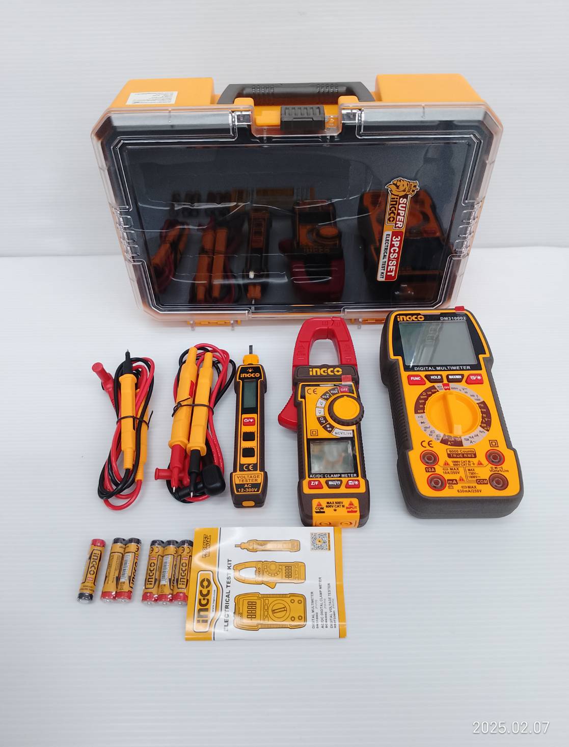 INGCO COMBO SET ชุดช่างไฟฟ้า ปากกาวัดไฟ+มัลติมิเตอร์+แคลมป์มิเตอร์ 3ตัวชุด รุ่น COS24067