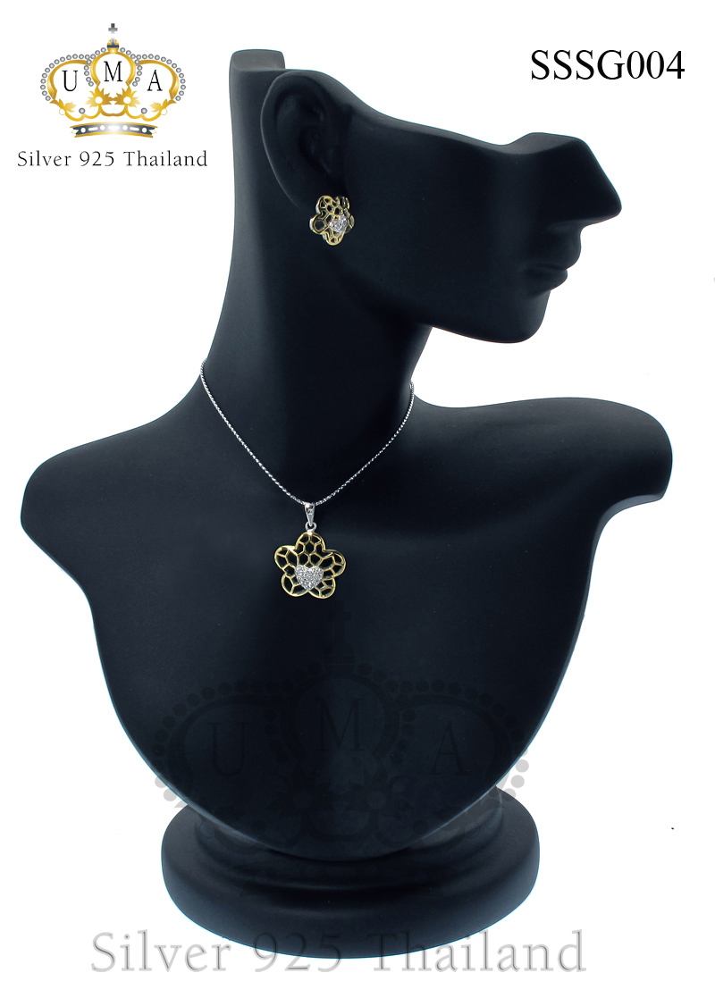 ต่างหูพร้อมจี้ ( ชุบทอง ) = Earring with Pendant ( Gold )
