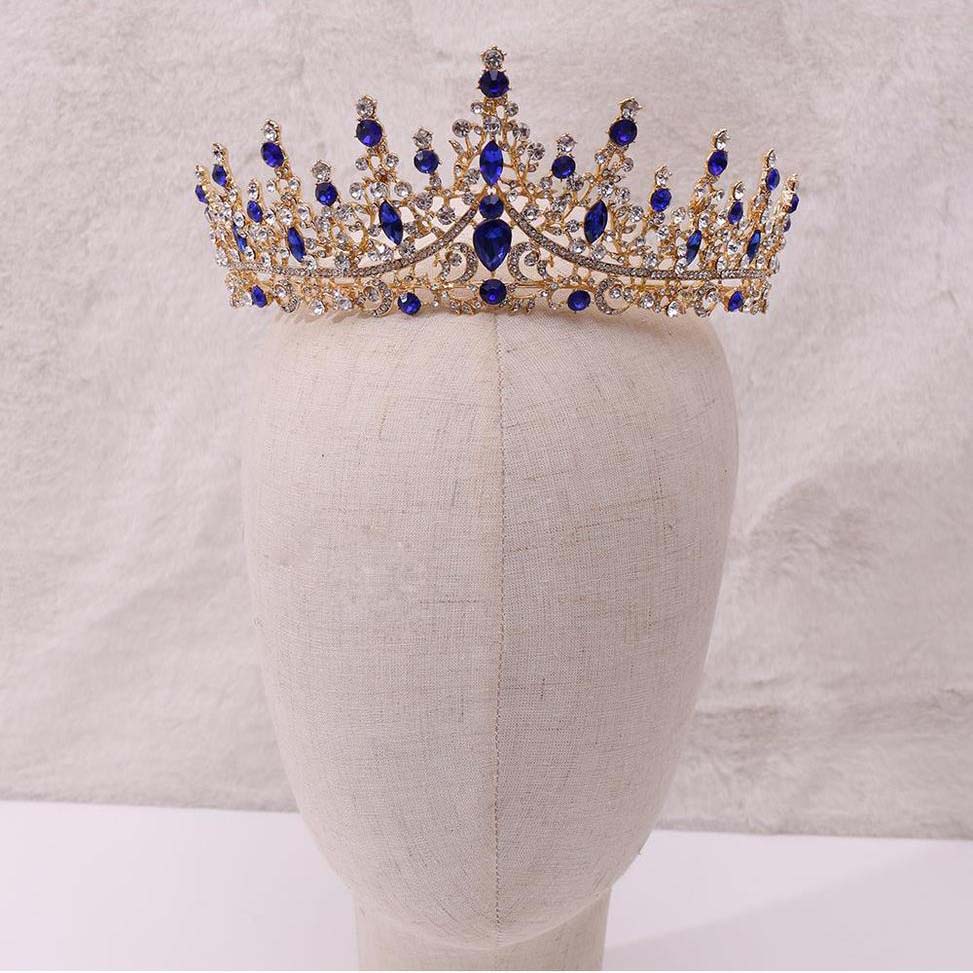 SET001 สีน้ำเงิน เครื่องประดับ 3 ชิ้น มงกุฎ สร้อยคอ ต่างหู จัดเซทสวยงาม สินค้าพร้อมส่งจากไทย