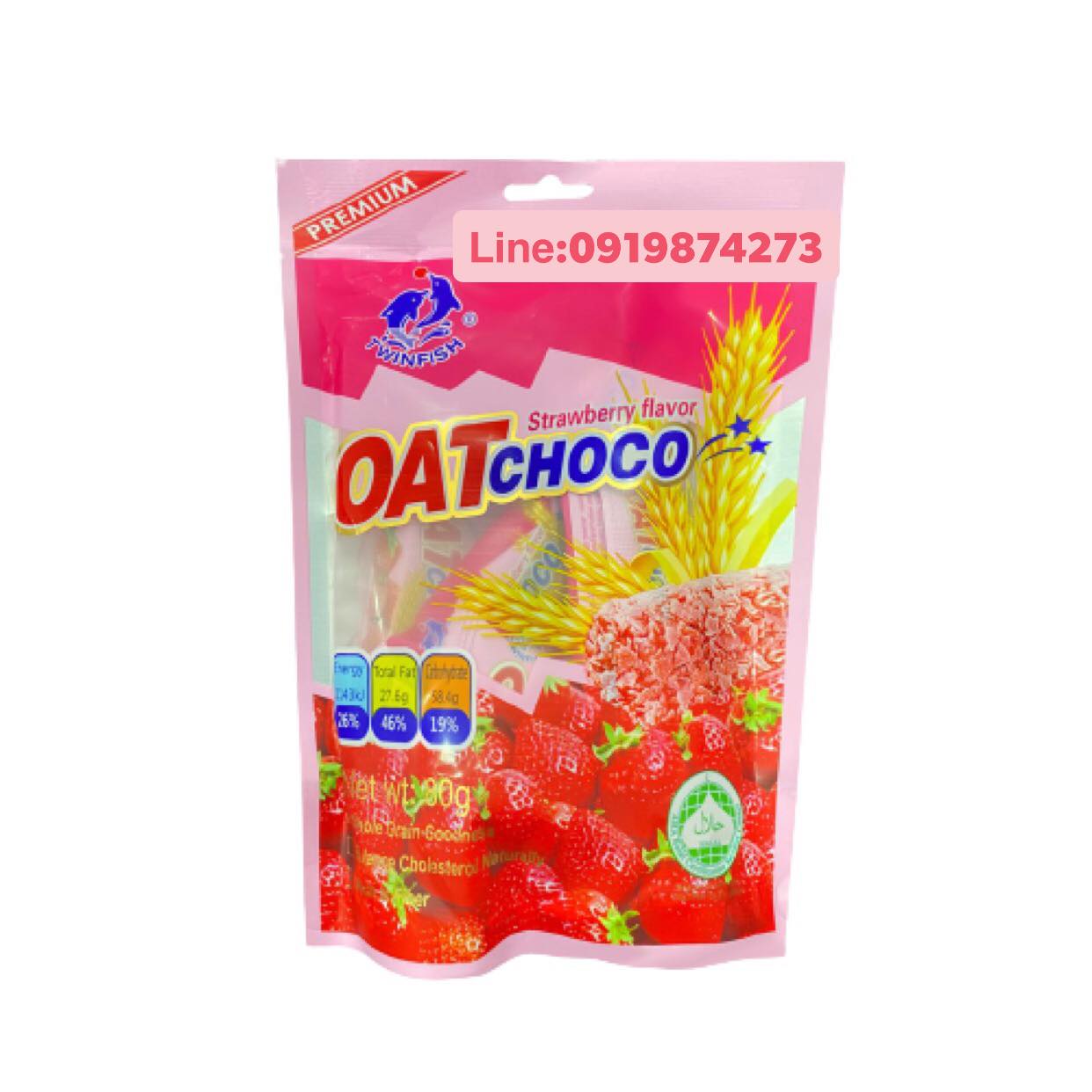 Oat Choco ขนมข้าวโอ๊ตอัดแท่ง ห่อเล็ก มี 4 รสชาติ ปริมาณ 80 กรัม เหมาะกับคนที่รักสุขภาพ อร่อย ครบรส รสสตอเบอรี่ Twinfish ข้าวโอ๊ตอัดแท่ง ธัญพืชจากธรรมชาติ พลังงานสูง ไขมันคอเลสเตอรอลต่ำ จุ่มนมหรือจิบชากาแฟมื้อเช้า บ่าย อร่อยทุกรส