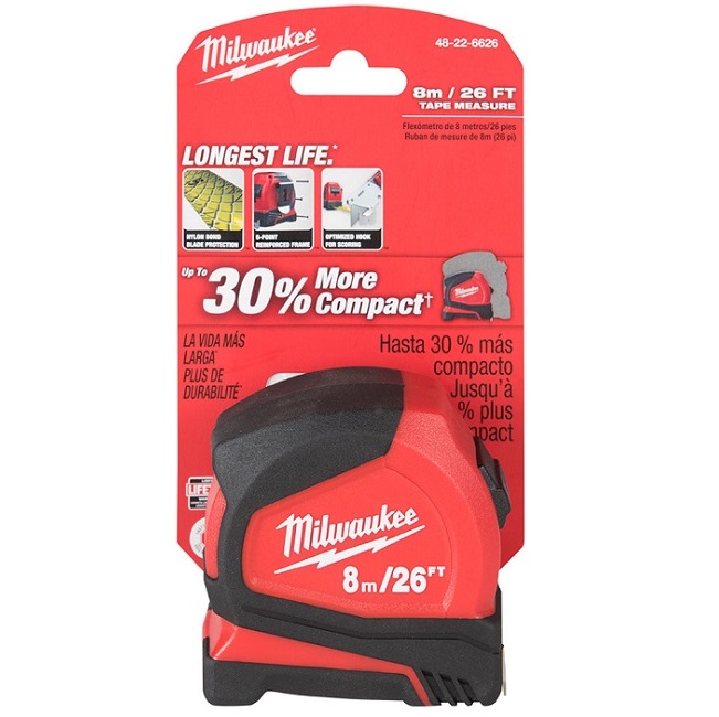 ตลับเมตร COMPACT 48-22-6626 8M /26ft Milwaukee