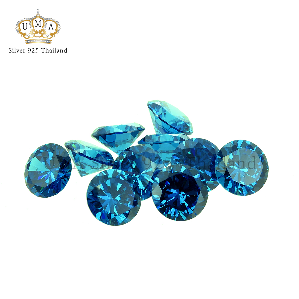 เพชรSpinel 7A สปิเนล ทรงกลม สีบลูเซอร์คอน No.120 (BlueZircon Spinel No.120 ROUND) - Size 6.00mm - 1แพ็ค - 100เม็ด