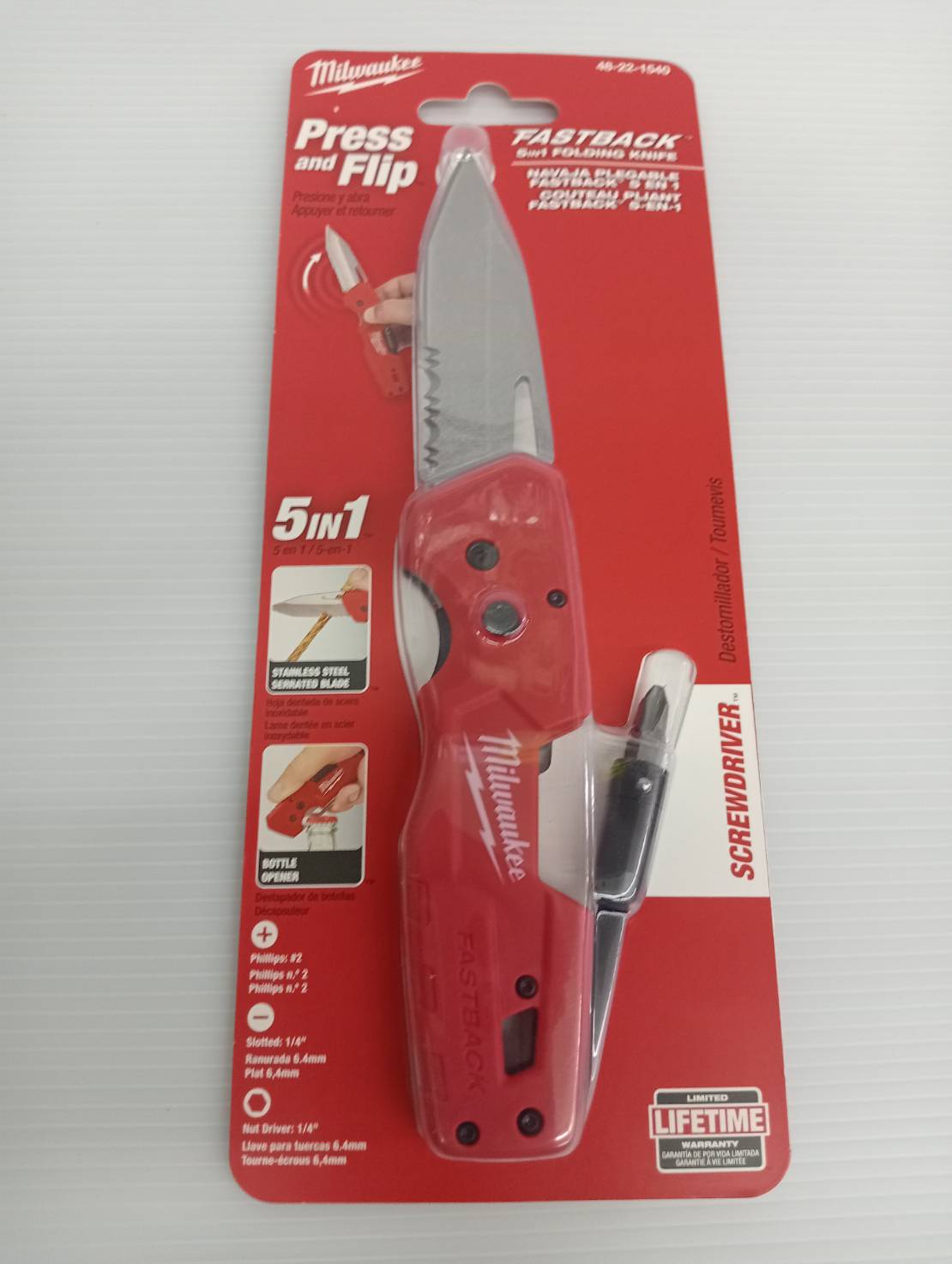 มีดพับอเนกประสงค์Fastback 5 in 1 Folding Utility Knife 48-22-1540 MILWAUKEE