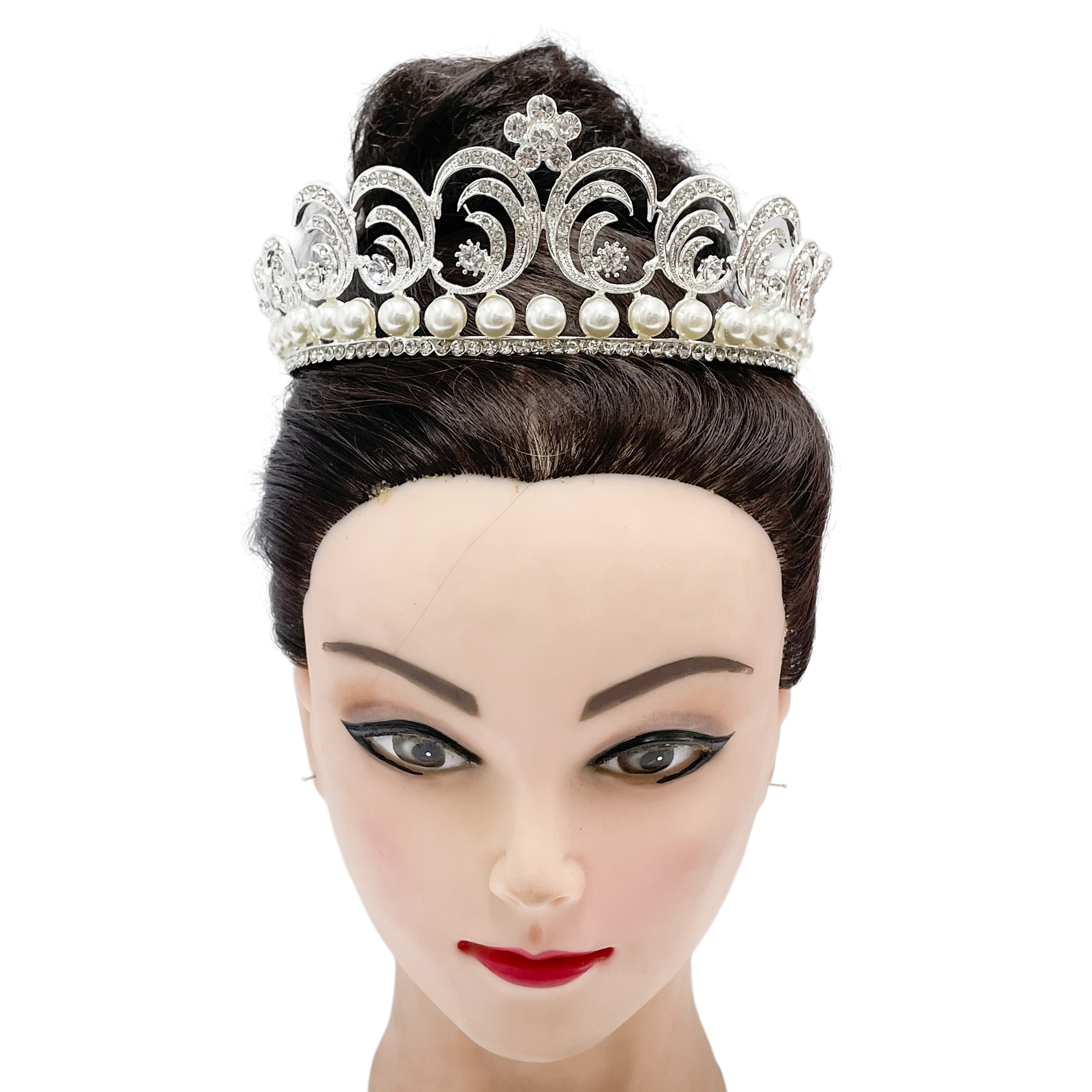 (พร้อมส่ง) เทียร่า 005 สีเงิน มงกุฎนางงาม มงกุฎเจ้าหญิง งานสวย ปราณีต QCเพชรทุกเม็ด สินค้าพร้อมส่งจากไทย