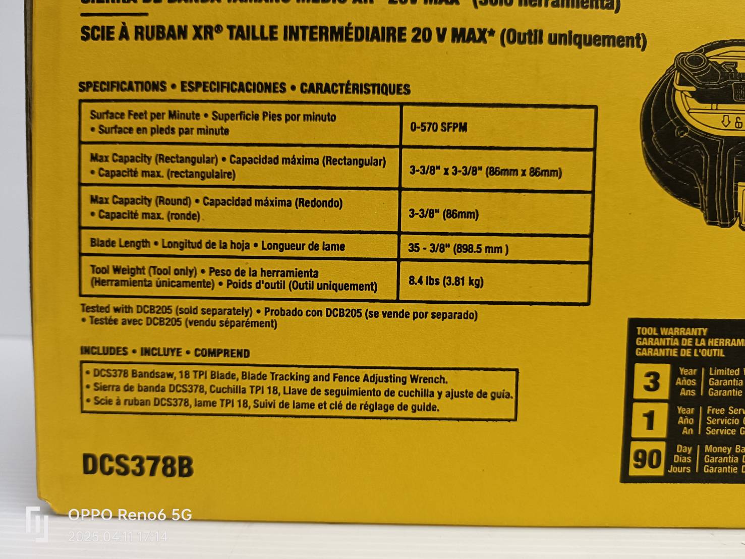 เลื่อยสายพายมือเดียว 20V DCS378B DEWALT