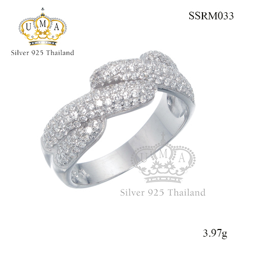 แหวนเงินแท้925เพรชประดับเพรชแท้สวิส เกรดดี น้ำใส