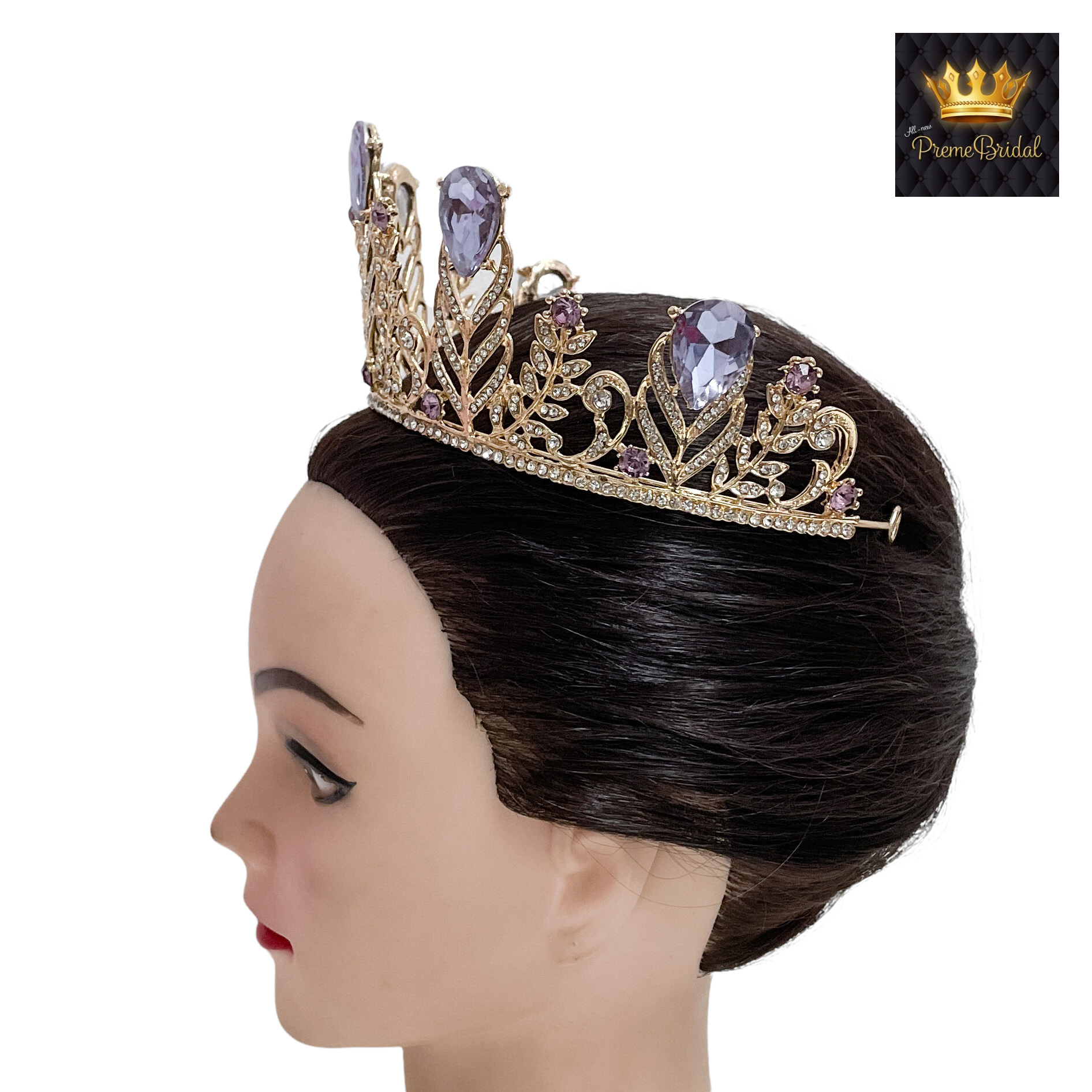 (พร้อมส่ง) เทียร่า 129 สีม่วงพาสเทล มงกุฎนางงาม มงกุฎเจ้าหญิง งานสวย ปราณีต QCเพชรทุกเม็ด สินค้าพร้อมส่งจากไทย