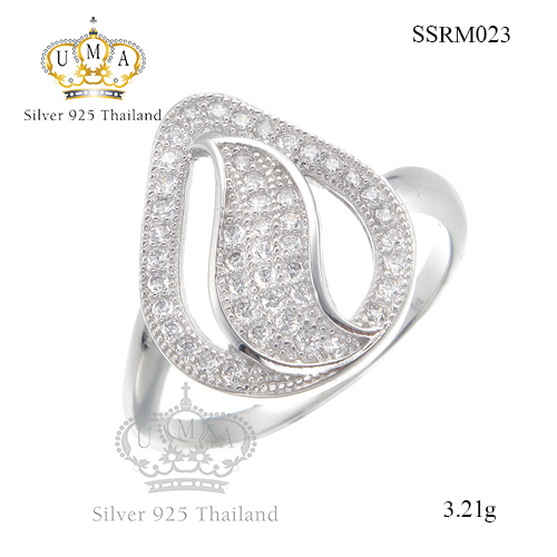 แหวนเงินแท้925เพรชประดับเพรชแท้สวิส เกรดดี น้ำใส